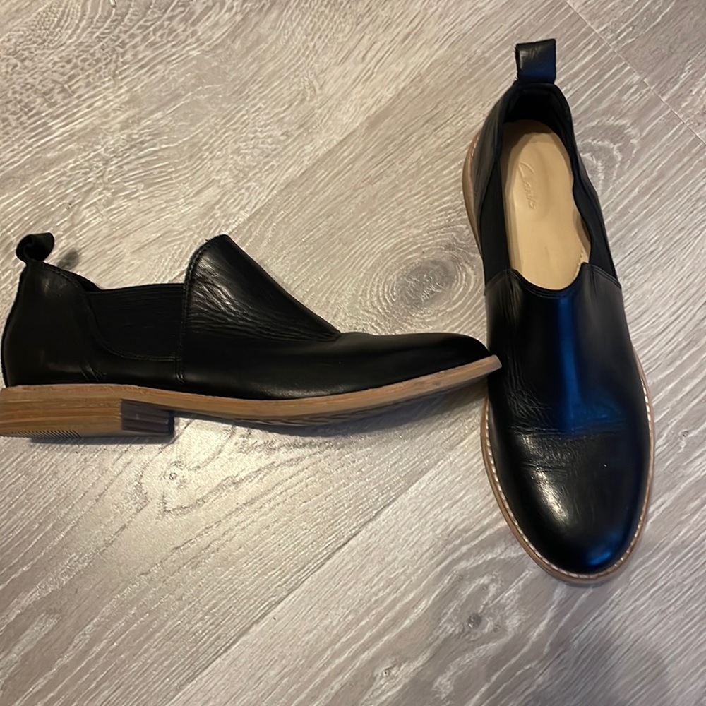 Clarks Leather Fashion black Oxford Casual Shoe size 9 1/2